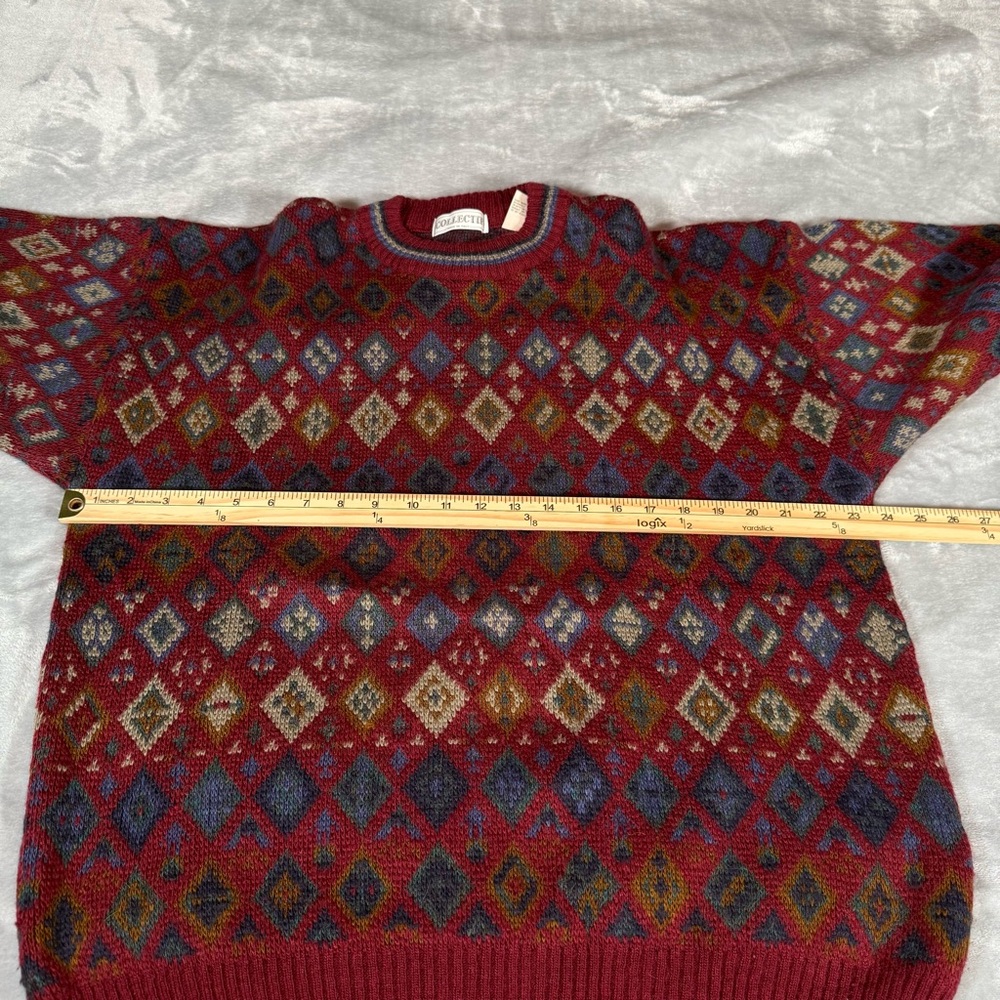 Vintage Collectif Geometric Sweater Mens L Wool Mohair Blend Made In Italy READ! - Picture 6 of 8